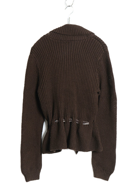 90s LAUREN ラルフローレン ショールカラー カシュクール ニット カーディガン レディース L 古着 オールド ポロ コットン 羽織り トップス