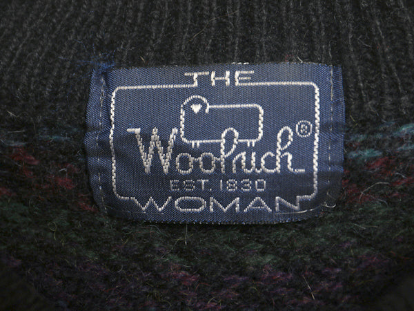 80s ウールリッチ デザイン ニット セーター レディース M 程/ 古着 旧タグ ヴィンテージ 乗馬 絵柄 ドッグ アニマル ウール マルチカラー