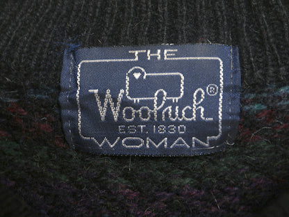 80s ウールリッチ デザイン ニット セーター レディース M 程/ 古着 旧タグ ヴィンテージ 乗馬 絵柄 ドッグ アニマル ウール マルチカラー