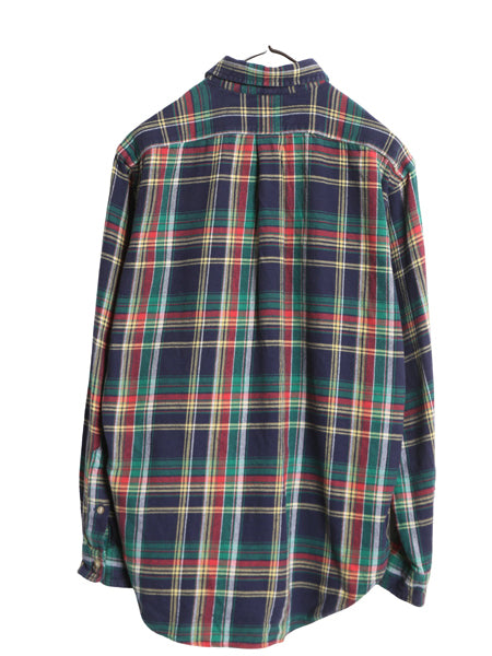 00s ラルフローレン 長袖 ボタンダウン ヘビー フランネル シャツ メンズ M / オールド ポロ チェック CLASSIC FIT ネルシャツ ポニー 刺繍