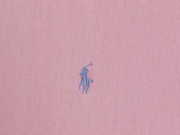 90s ラルフローレン 長袖 ボタンダウン シャツ メンズ XL オールド ポロ 100% リネン 高級 長袖シャツ ワンポイント 大きいサイズ シンプル