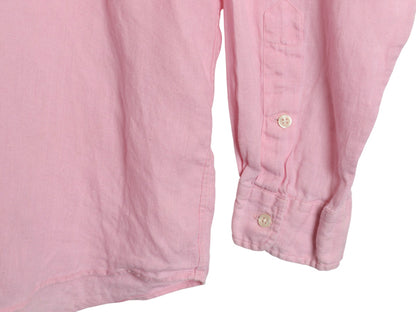 90s ラルフローレン 長袖 ボタンダウン シャツ メンズ XL オールド ポロ 100% リネン 高級 長袖シャツ ワンポイント 大きいサイズ シンプル