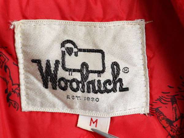 70s USA製 ウールリッチ 中綿 ハンティング ジャケット メンズ M / ヴィンテージ フルジップ ハーフ コート ブルゾン ジャンパー 無地 赤