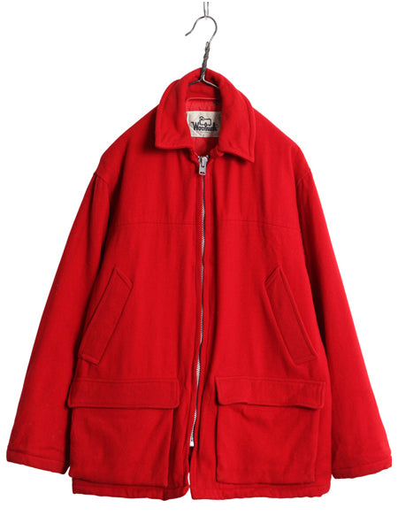 70s USA製 ウールリッチ 中綿 ハンティング ジャケット メンズ M / ヴィンテージ フルジップ ハーフ コート ブルゾン ジャンパー 無地 赤