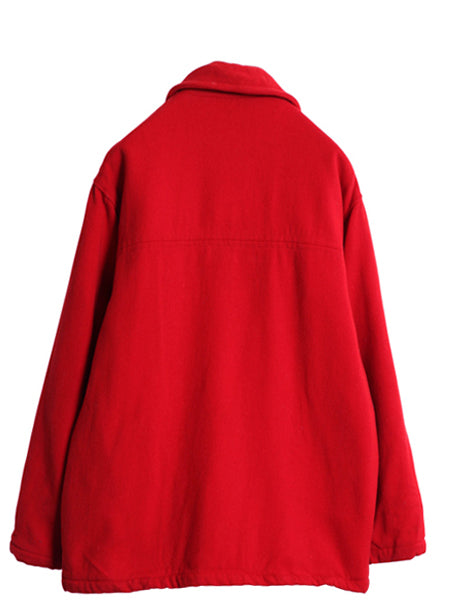 70s USA製 ウールリッチ 中綿 ハンティング ジャケット メンズ M / ヴィンテージ フルジップ ハーフ コート ブルゾン ジャンパー 無地 赤