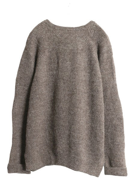 90s イギリス製 ランズエンド ニット セーター メンズ L / オールド ウール リブ編み 長袖ニット ミドルゲージ クルーネック 無地 シンプル