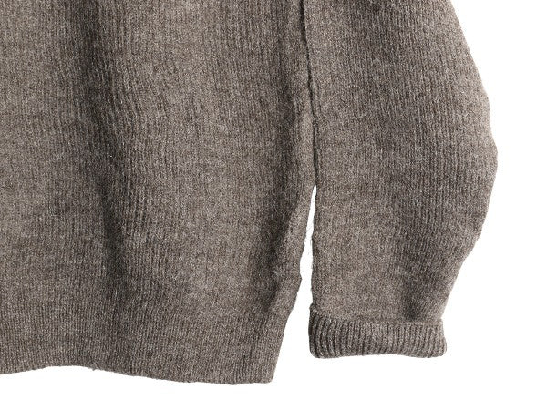 90s イギリス製 ランズエンド ニット セーター メンズ L / オールド ウール リブ編み 長袖ニット ミドルゲージ クルーネック 無地 シンプル