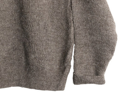 90s イギリス製 ランズエンド ニット セーター メンズ L / オールド ウール リブ編み 長袖ニット ミドルゲージ クルーネック 無地 シンプル