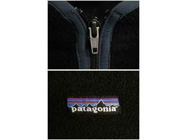 00s パタゴニア マースピアル シンチラ フリース ジャケット メンズ M 05年製 オールド プルオーバー ハーフジップ カレッジ 刺繍 ブラック