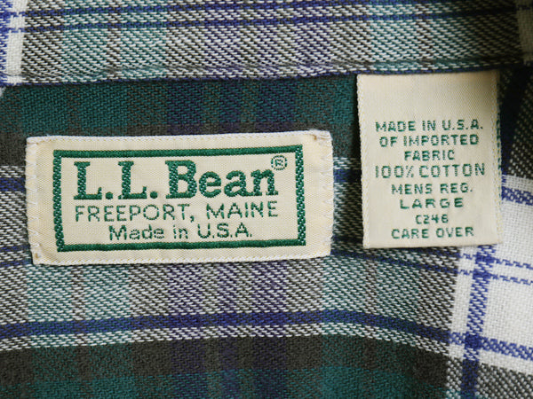 80s USA製 エルエルビーン チェック 長袖 ボタンダウン フランネル シャツ メンズ L / ヴィンテージ ネルシャツ コットン ライトウェイト