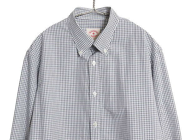 ブルックスブラザーズ チェック 長袖 ボタンダウン シャツ メンズ L 古着 Red Fleece コットン マチ付き ワイシャツ ホワイト ブラック BD