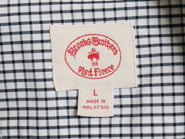 ブルックスブラザーズ チェック 長袖 ボタンダウン シャツ メンズ L 古着 Red Fleece コットン マチ付き ワイシャツ ホワイト ブラック BD