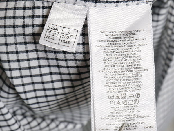 ブルックスブラザーズ チェック 長袖 ボタンダウン シャツ メンズ L 古着 Red Fleece コットン マチ付き ワイシャツ ホワイト ブラック BD