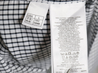 ブルックスブラザーズ チェック 長袖 ボタンダウン シャツ メンズ L 古着 Red Fleece コットン マチ付き ワイシャツ ホワイト ブラック BD