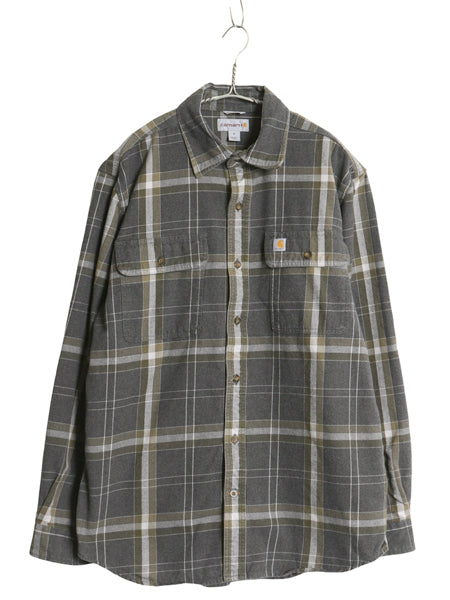 US企画 カーハート 長袖 ヘビー フランネル シャツ メンズ M / 古着 チェック ORIGINAL FIT ネルシャツ コットン ワーク 廃盤 マルチカラー