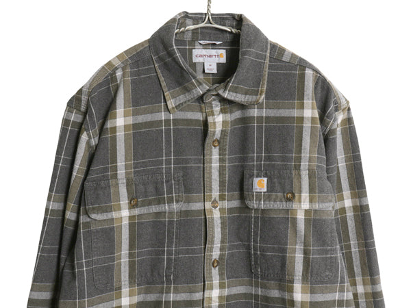 US企画 カーハート 長袖 ヘビー フランネル シャツ メンズ M / 古着 チェック ORIGINAL FIT ネルシャツ コットン ワーク 廃盤 マルチカラー