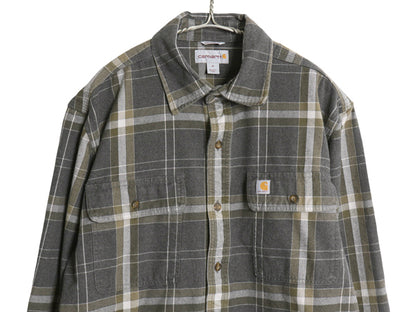 US企画 カーハート 長袖 ヘビー フランネル シャツ メンズ M / 古着 チェック ORIGINAL FIT ネルシャツ コットン ワーク 廃盤 マルチカラー