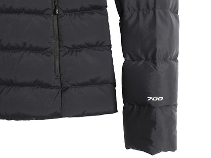 US企画 ノースフェイス ナイロン ダウン ジャケット レディース S / キルティング ジャンパー ストレッチ 700 フィル パッカブル ブラック 