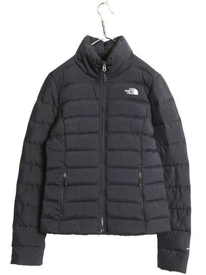 US企画 ノースフェイス ナイロン ダウン ジャケット レディース S / キルティング ジャンパー ストレッチ 700 フィル パッカブル ブラック 
