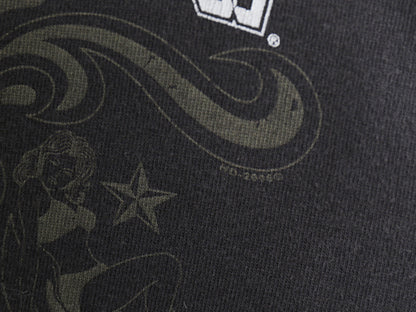 00s ハーレー ダビッドソン 4面 プリント 長袖 Tシャツ メンズ XL / オールド ロンT スカル ファイヤー パターン イラスト 大きいサイズ 黒