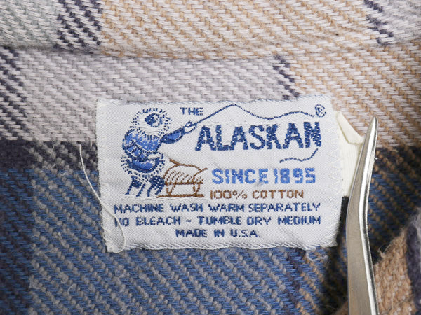 80s USA製 ALASKAN チェック 長袖 ヘビー フランネル シャツ メンズ S / ヴィンテージ ネルシャツ ヘビーウェイト 長袖シャツ マルチカラー