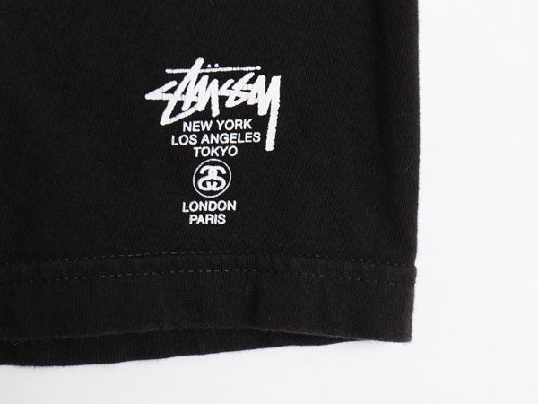 ステューシー TOKYO プリント ポケット付き Tシャツ メンズ M / ヘビーウェイト コットン ポケT ワールドツアー ストックロゴ SSリンク 黒