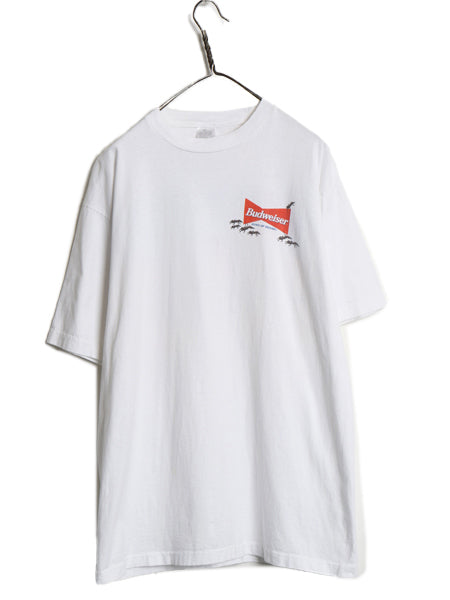 90s ★ バドワイザー アリ イラスト プリント Tシャツ メンズ XL / 古着 オールド ビール 当時物 企業物 グラフィック シングルステッチ 白