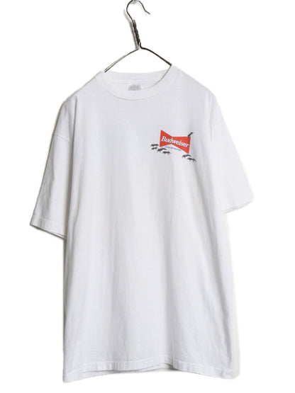 90s ★ バドワイザー アリ イラスト プリント Tシャツ メンズ XL / 古着 オールド ビール 当時物 企業物 グラフィック シングルステッチ 白