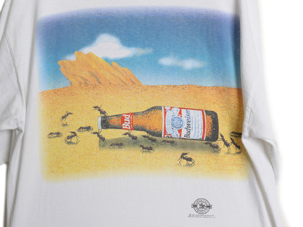 90s ★ バドワイザー アリ イラスト プリント Tシャツ メンズ XL / 古着 オールド ビール 当時物 企業物 グラフィック シングルステッチ 白
