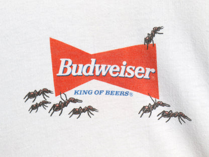 90s ★ バドワイザー アリ イラスト プリント Tシャツ メンズ XL / 古着 オールド ビール 当時物 企業物 グラフィック シングルステッチ 白