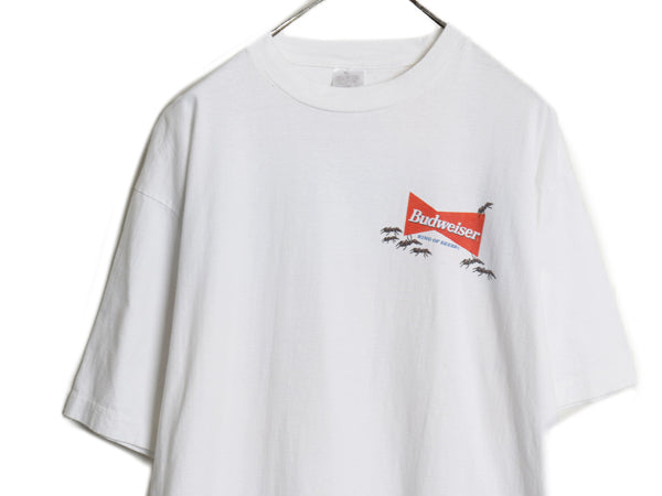 90s ★ バドワイザー アリ イラスト プリント Tシャツ メンズ XL / 古着 オールド ビール 当時物 企業物 グラフィック シングルステッチ 白
