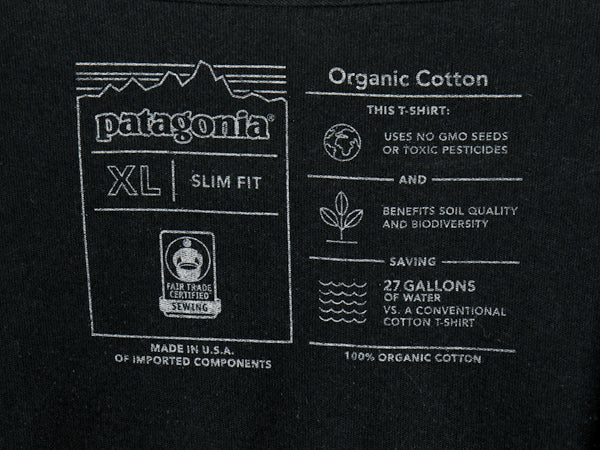 USA製 パタゴニア ロゴ プリント 半袖 Tシャツ メンズ XL / 19年製 アウトドア カットソー スリムフィット シンプル 薄手 大きいサイズ 黒