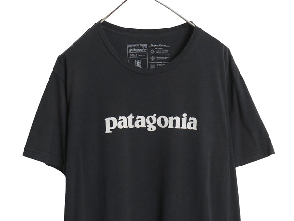 USA製 パタゴニア ロゴ プリント 半袖 Tシャツ メンズ XL / 19年製 アウトドア カットソー スリムフィット シンプル 薄手 大きいサイズ 黒