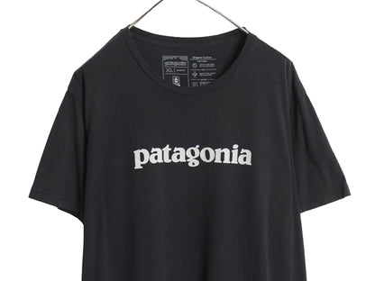 USA製 パタゴニア ロゴ プリント 半袖 Tシャツ メンズ XL / 19年製 アウトドア カットソー スリムフィット シンプル 薄手 大きいサイズ 黒