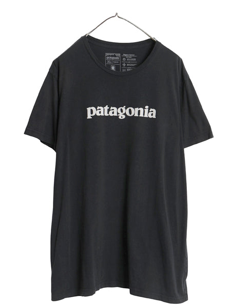 USA製 パタゴニア ロゴ プリント 半袖 Tシャツ メンズ XL / 19年製 アウトドア カットソー スリムフィット シンプル 薄手 大きいサイズ 黒