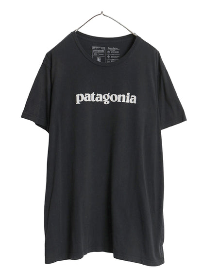 USA製 パタゴニア ロゴ プリント 半袖 Tシャツ メンズ XL / 19年製 アウトドア カットソー スリムフィット シンプル 薄手 大きいサイズ 黒