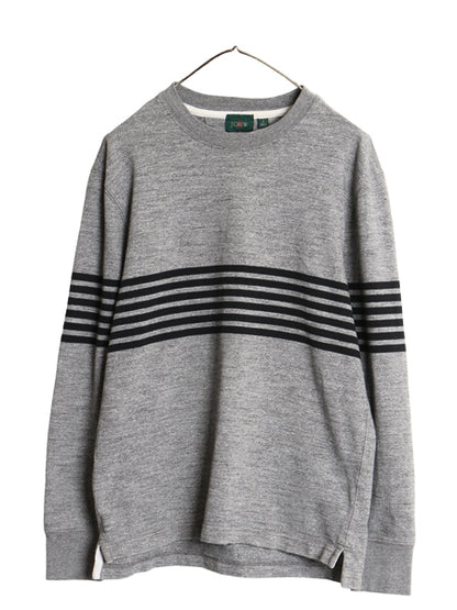 ジェイクルー ボーダー 長袖 Tシャツ メンズ S / オールド 復刻 巨人タグ ラガーシャツ タイプ ロンT コットン ストレッチ ツートン 灰 黒