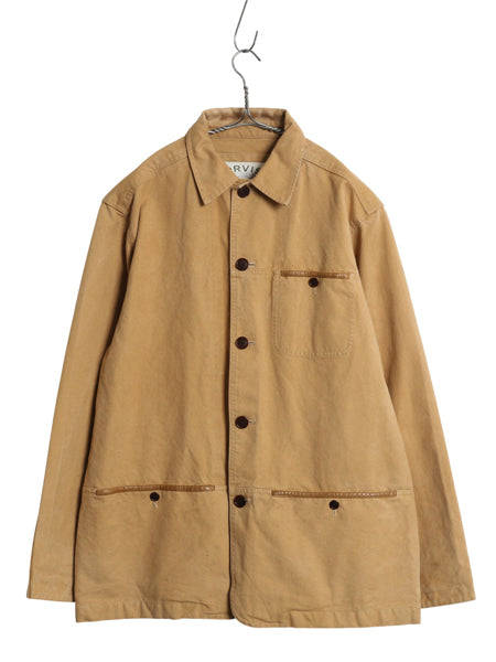 00s ★ オービス ハンティング ジャケット メンズ M / 古着 オールド アウトドア コットン ダック サイドベンツ 本革 レザー カバーオール