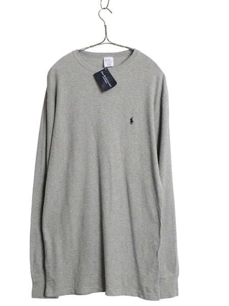 デッドストック 00s ポロ ラルフローレン 長袖 サーマル Tシャツ メンズ M / オールド ロンT ワッフル カットソー ストレッチ コットン 灰