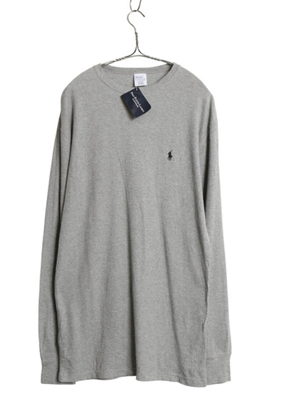 デッドストック 00s ポロ ラルフローレン 長袖 サーマル Tシャツ メンズ M / オールド ロンT ワッフル カットソー ストレッチ コットン 灰