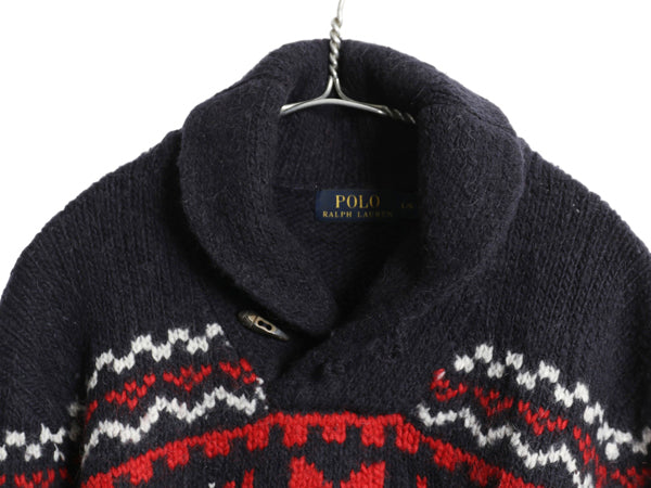 ポロ ラルフローレン ショールカラー ノルディック ニット セーター メンズ L / ウール アルパカ 総柄 プルオーバー トグル 長袖セーター 