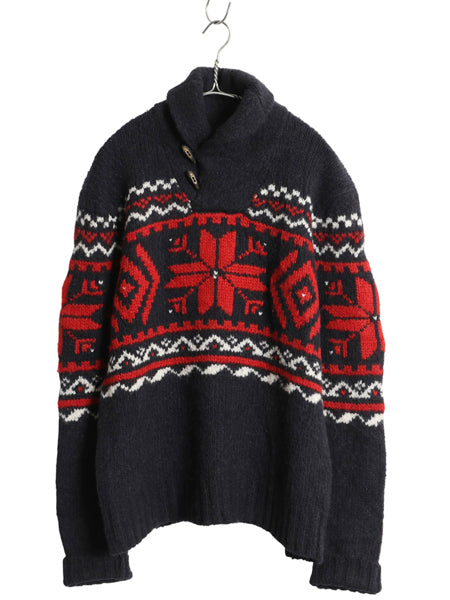 ポロ ラルフローレン ショールカラー ノルディック ニット セーター メンズ L / ウール アルパカ 総柄 プルオーバー トグル 長袖セーター 
