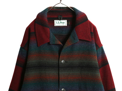 80s USA製 ★ エルエルビーン ネイティブ ラグ ジャケット メンズ XL ヴィンテージ ウール ブランケット ボーダー アウトドア 大きいサイズ