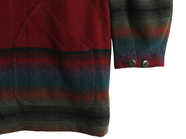 80s USA製 ★ エルエルビーン ネイティブ ラグ ジャケット メンズ XL ヴィンテージ ウール ブランケット ボーダー アウトドア 大きいサイズ