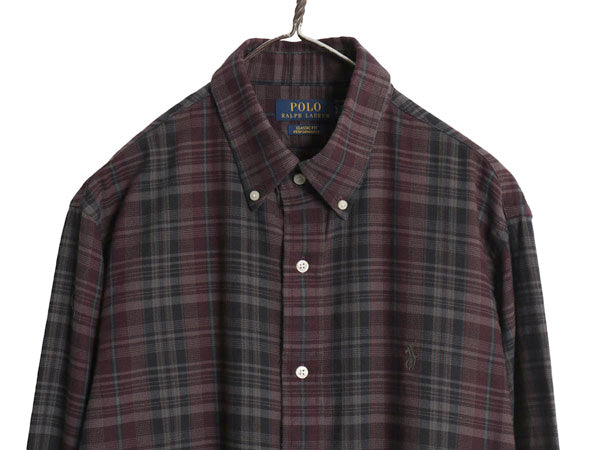 ラルフローレン チェック 長袖 ボタンダウン シャツ メンズ L ポロ CLASSIC FIT PERFORMANCE ワンポイント ポニー カジュアル マルチカラー