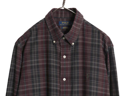 ラルフローレン チェック 長袖 ボタンダウン シャツ メンズ L ポロ CLASSIC FIT PERFORMANCE ワンポイント ポニー カジュアル マルチカラー