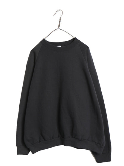 90s フルーツオブザルーム 無地 スウェット メンズ XXXL / 古着 オールド トレーナー 裏起毛 ブランク 大きいサイズ ラグラン シンプル 黒