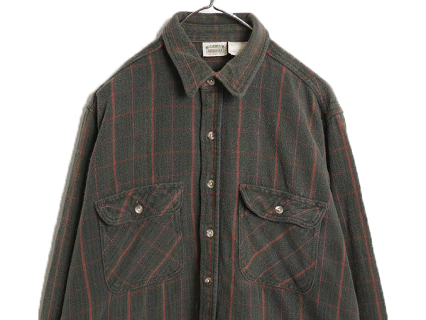 90s ファイブブラザー チェック 長袖 ヘビー フランネル シャツ メンズ XL オールド ネルシャツ ヘビーウェイト マルチカラー 大きいサイズ