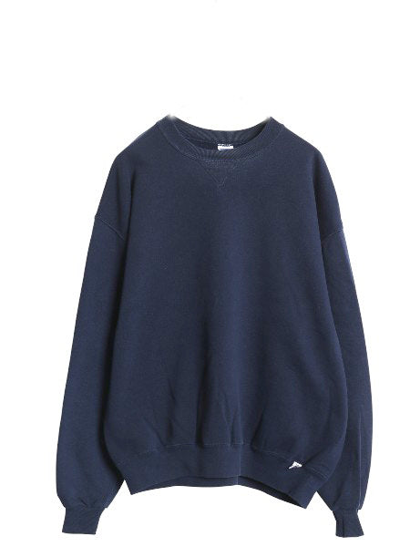 90s USA製 ラッセル 無地 スウェット メンズ レディース XL オールド トレーナー 前V 裏起毛 大きいサイズ ワンポイント ブランク ネイビー