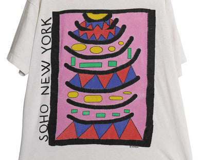 90s USA製 アート イラスト プリント 半袖 Tシャツ メンズ XL / オールド シングルステッチ グラフィック ヘビーウェイト 大きいサイズ 白